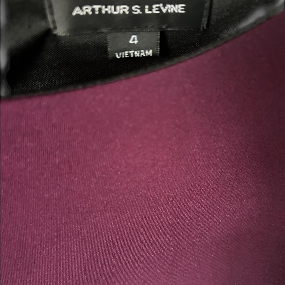 Tahari ASL Colorblock Bodycon Dress Sz 4 Burgundy Black Faux Leather Stretch Zip - Picture 4 of 9